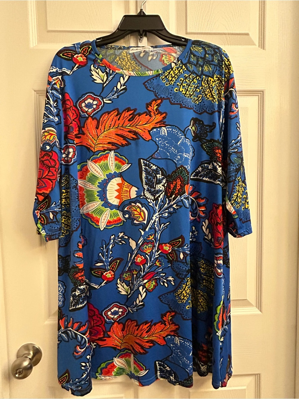 Southern Charm Blue Floral Print Swing Mini Dress